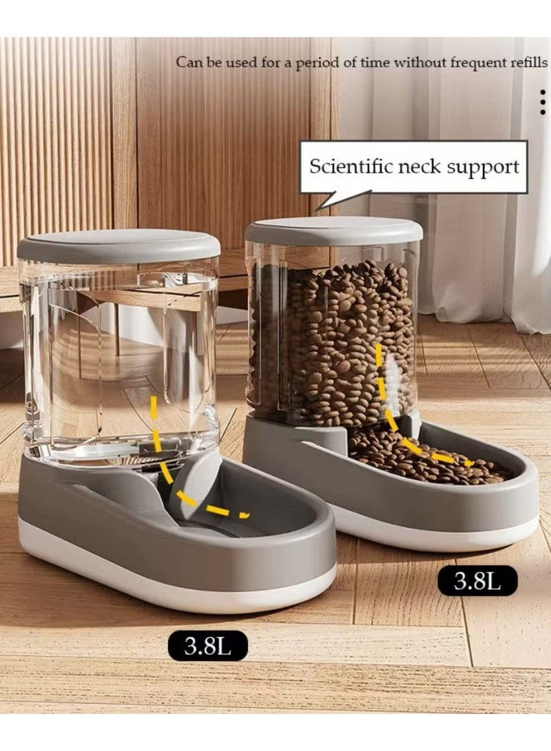 مجموعة من أجهزة تغذية تلقائية ذات سعة كبيرة 3.8L وأجهزة تغذية المياه المتدفقة 3.8L للكلاب والقطط ، دون توصيل - Image 1